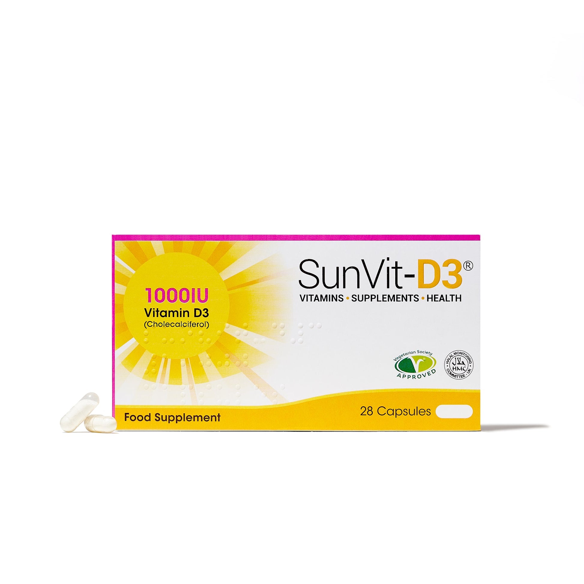 1,000IU (25ug) D3 Daily Capsules, For Adults & Children - SunVit - D3