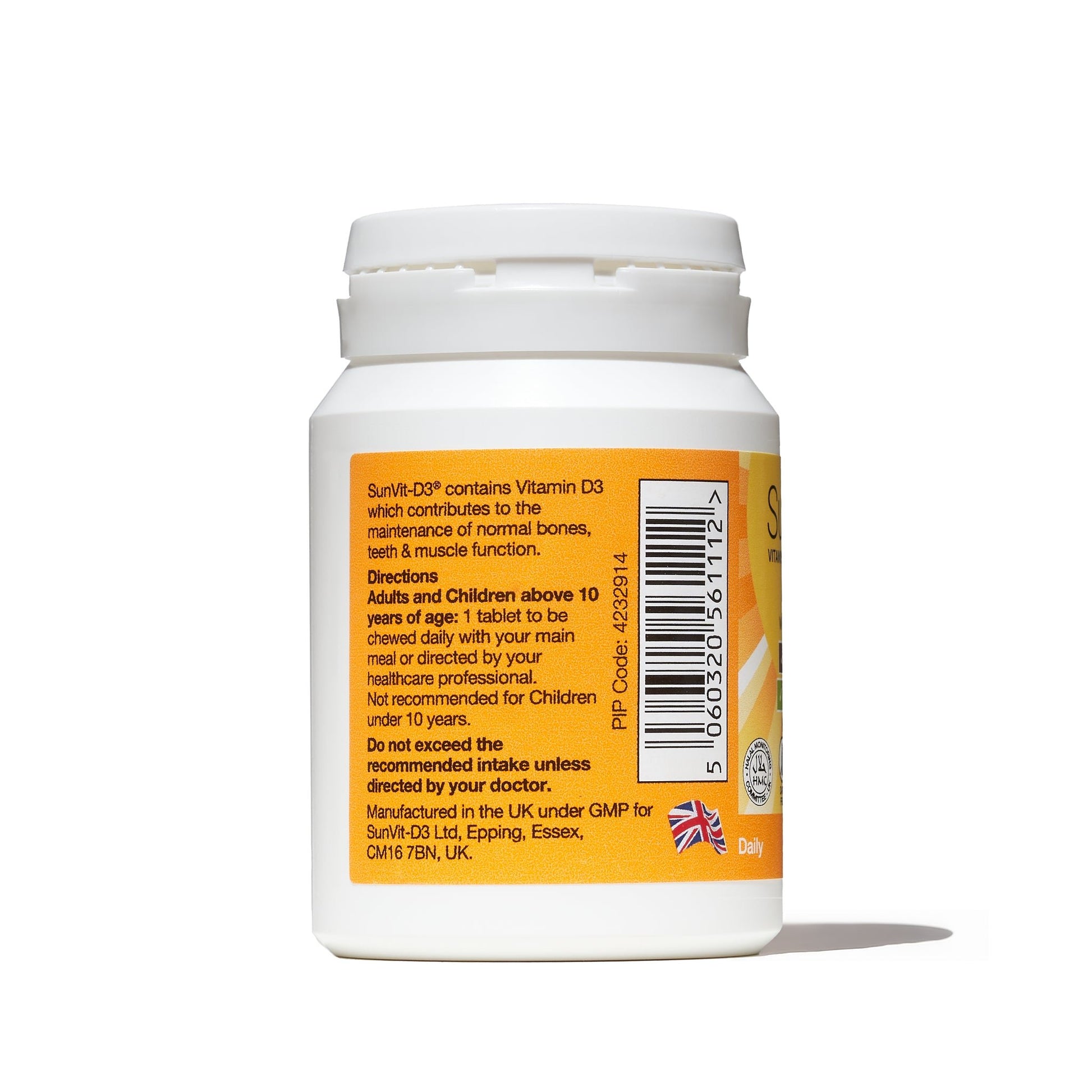 1,000mg Calcium Chewable Tablets, With 800IU Vitamin D3 (Lemon Flavoured) - SunVit - D3