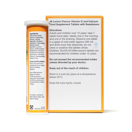 1,500mg Calcium Effervescent Tablets with 400IU Vitamin D3 Lemon - (Expiry 31 - 08 - 2025) - SunVit - D3