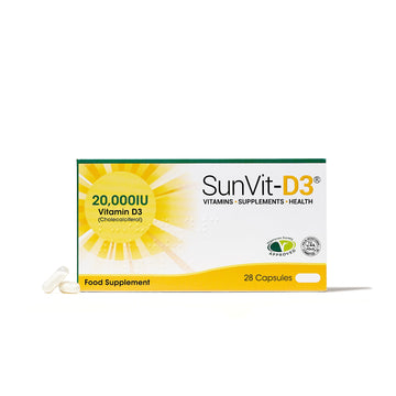 20,000IU (500ug) D3 HIgh Strength Weekly Capsules for Adults - SunVit - D3
