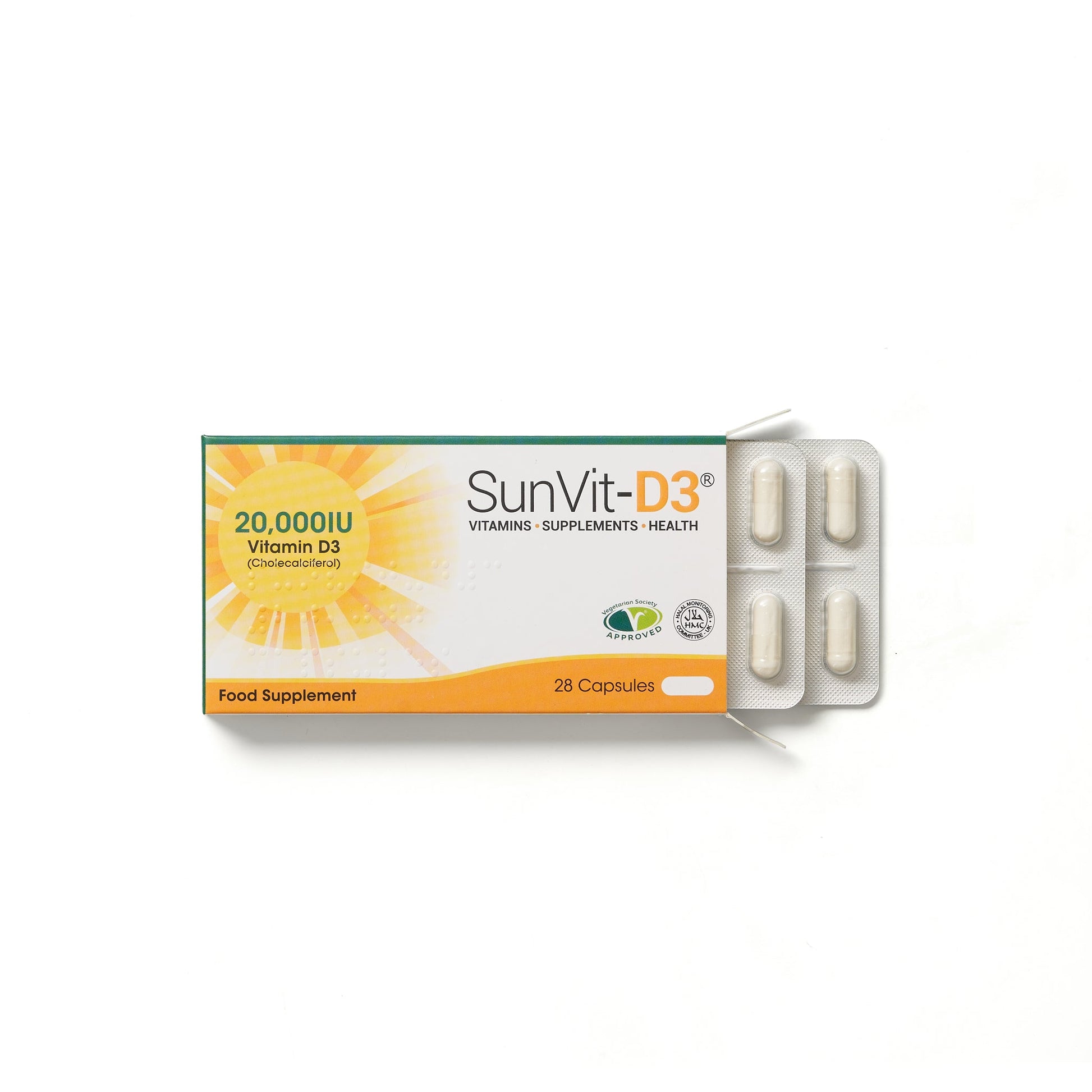 20,000IU (500ug) D3 HIgh Strength Weekly Capsules for Adults - SunVit - D3