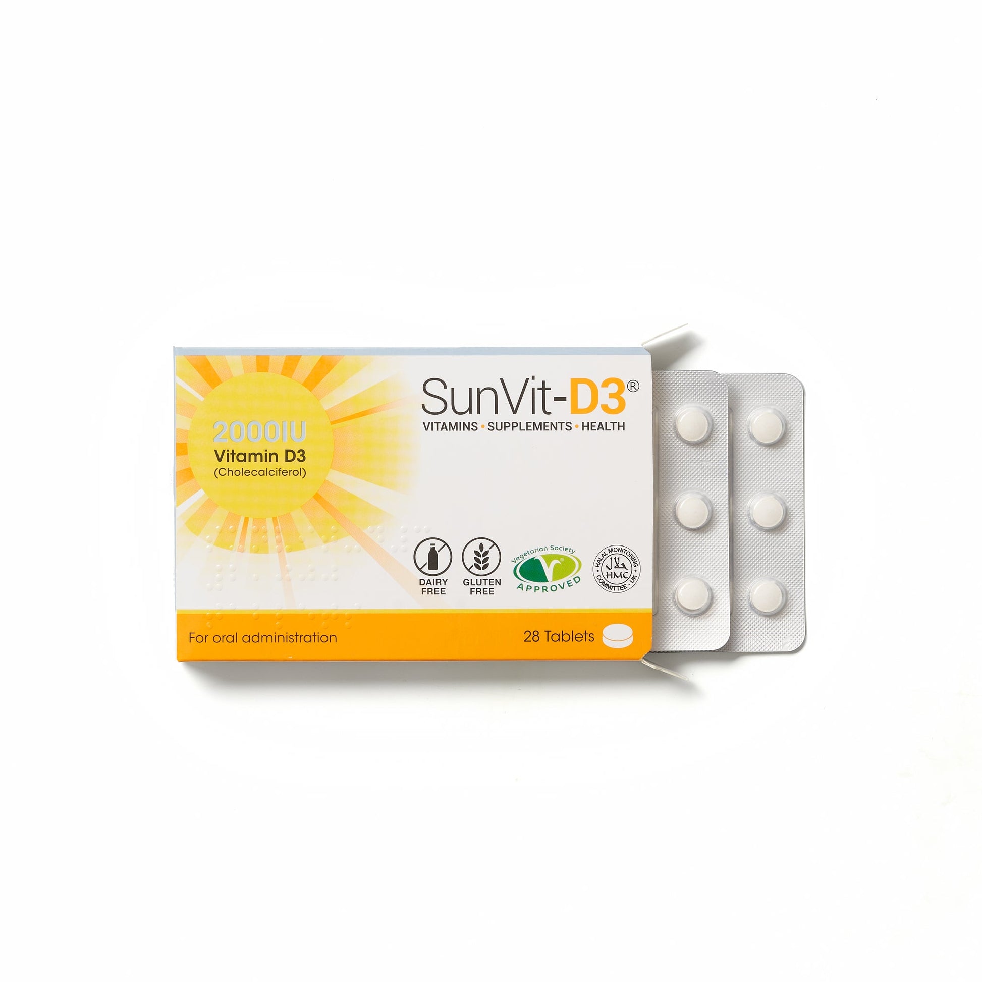 2,000IU (50ug) D3 Daily Tablets, For Adults & Children - SunVit - D3