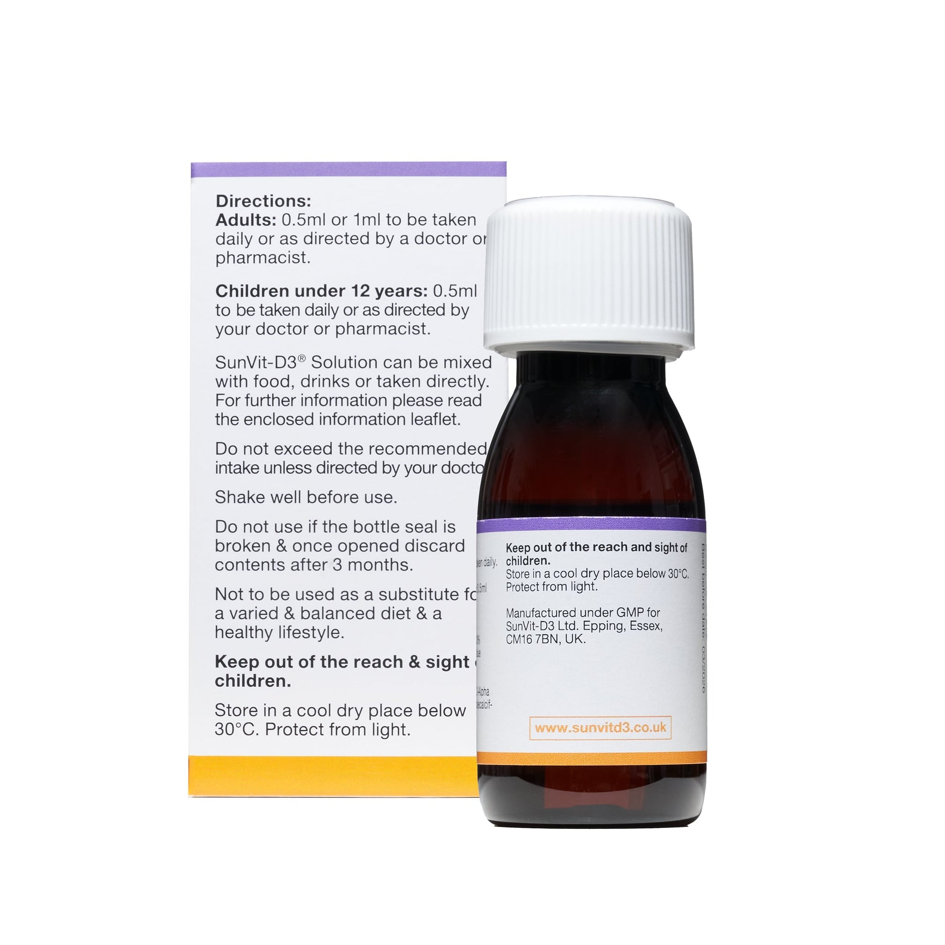 2,000IU Vitamin D3 (50ug) Daily solution (Orange Flavoured) - SunVit - D3