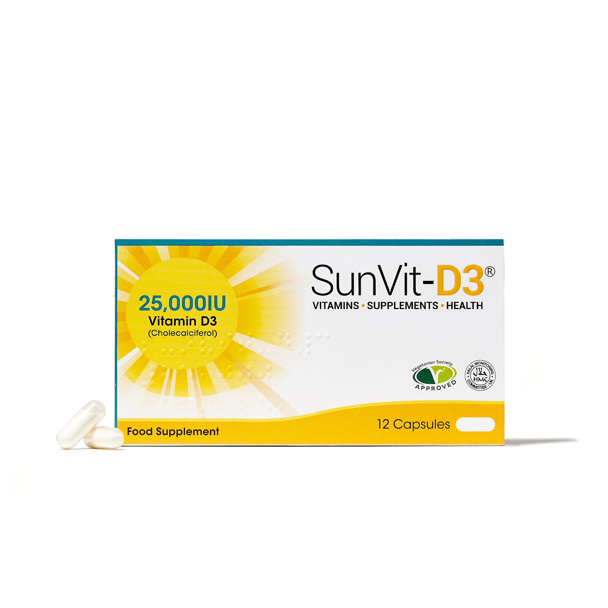 25,000IU (625ug) D3 High Strength Weekly Capsules for Adults - SunVit - D3