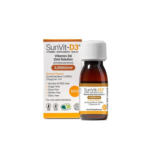 3,000IU (75μg) 50ml, High Strength Daily, Orange Flavoured Vitamin D3 Liquid Solution