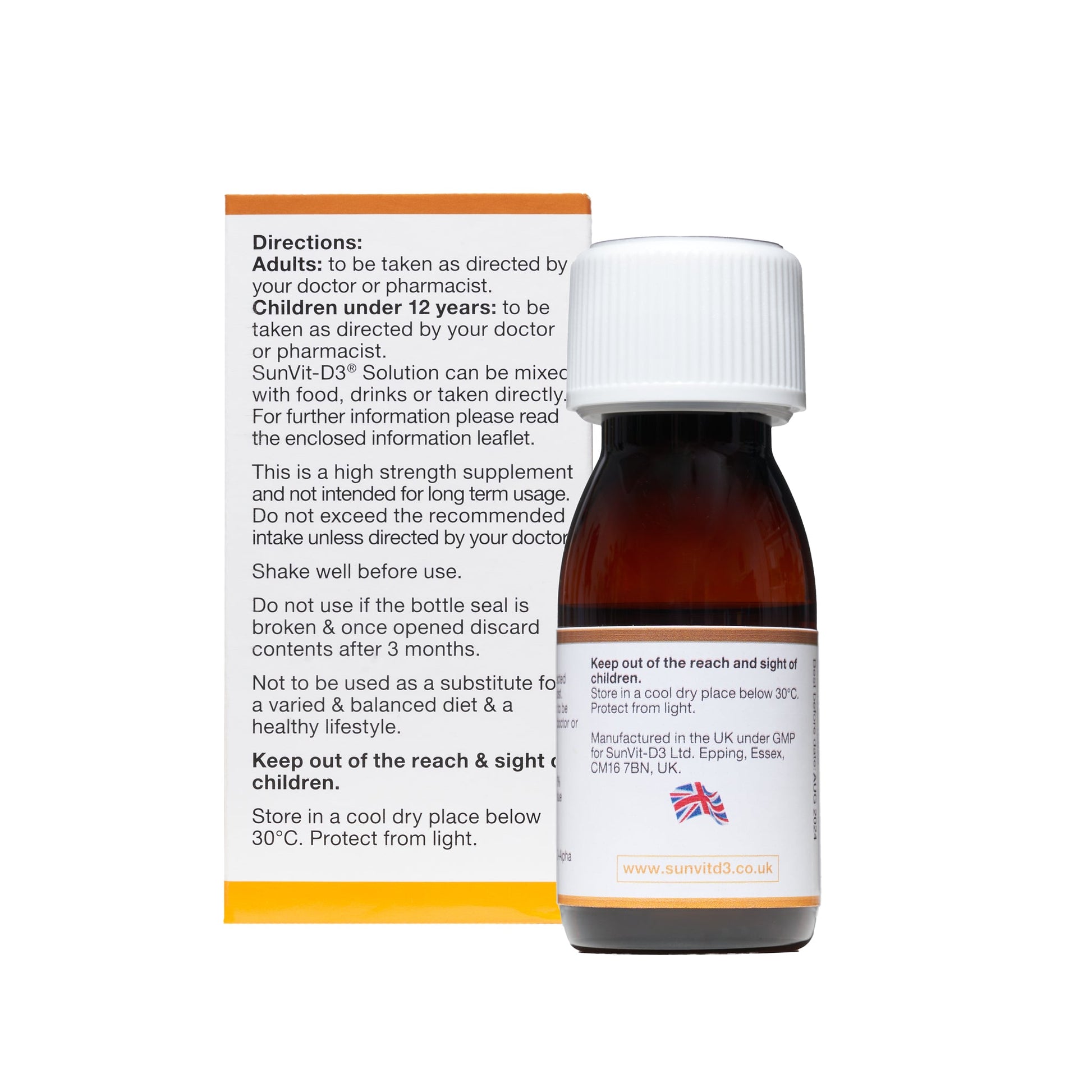 3,000IU Vitamin D3 (75ug) Daily Liquid (Orange Flavoured) - SunVit - D3