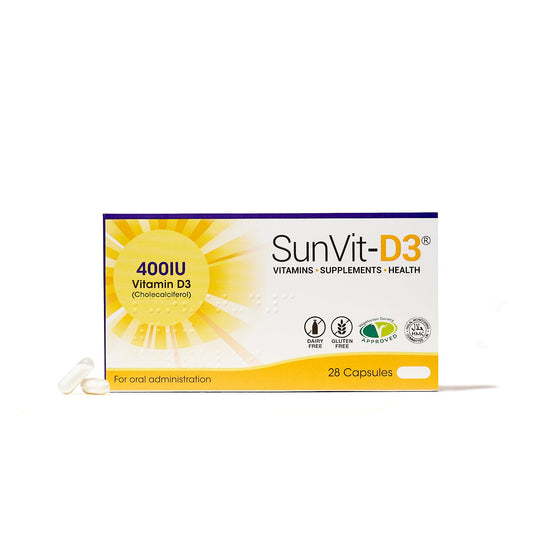 400IU (10ug) D3 Daily Capsules, For Adults & Children - SunVit - D3