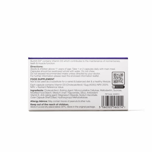 400IU (10µg) 28, Low Strength Daily Vitamin D3 Capsules, For Adults & Children