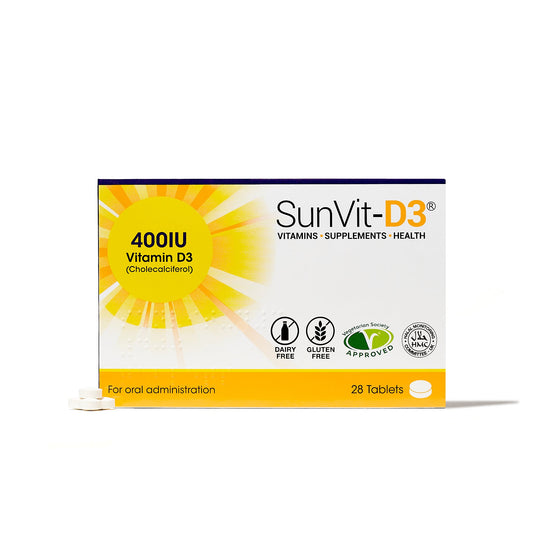 400IU (10ug) D3 Daily Tablets, For Adults & Children, Low Strength Supplement - SunVit - D3