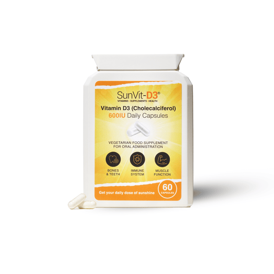 600IU (15ug) D3 Daily Capsules, For Adults & Children - SunVit - D3