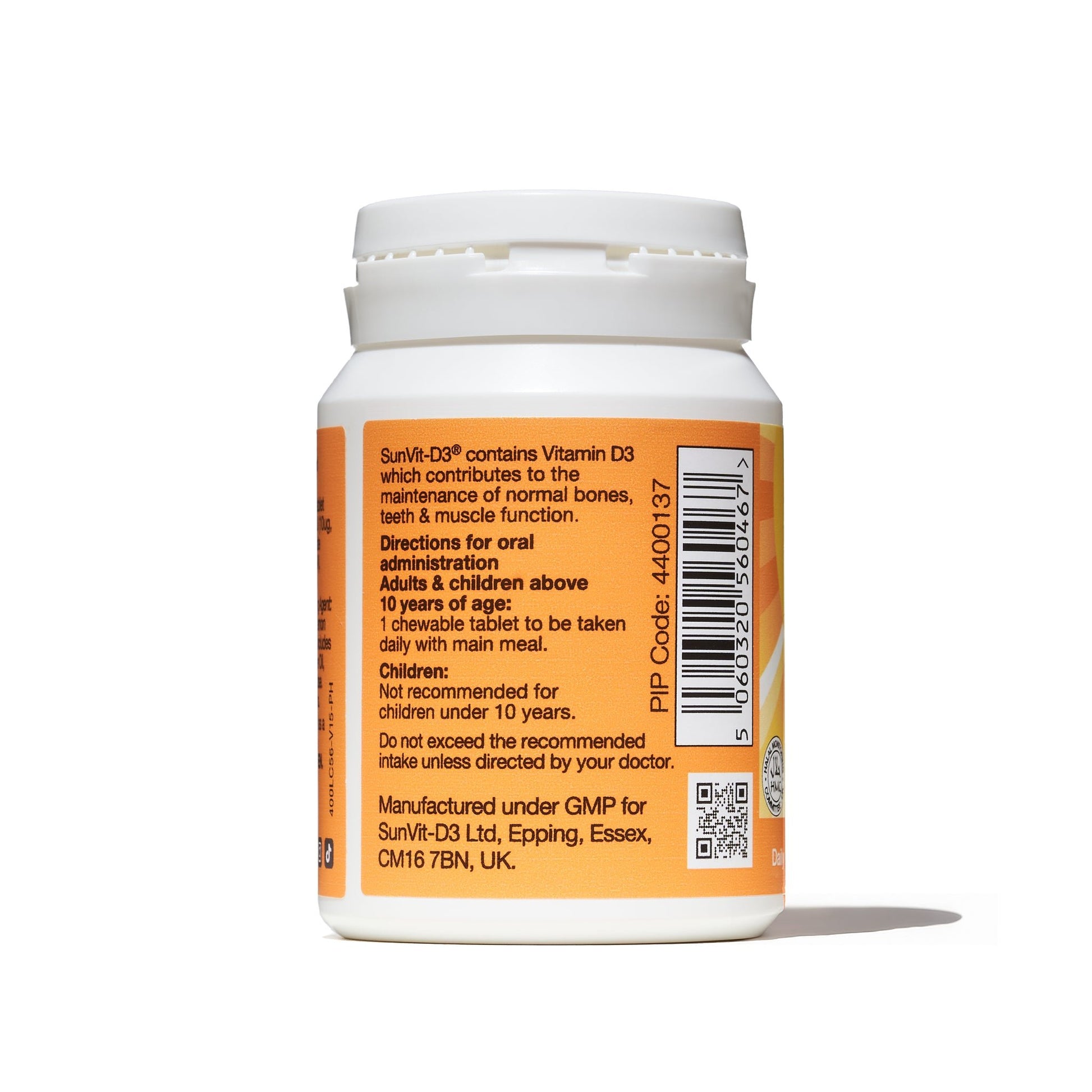 600mg Calcium Chewable Tablets, With 400IU Vitamin D3 (Lemon Flavoured) - SunVit - D3