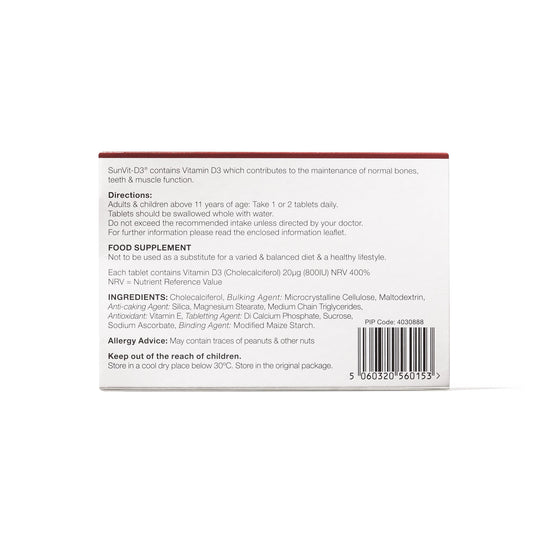 800IU (20ug) D3 Daily Tablets, For Adults & Children - SunVit - D3