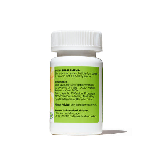 Vegan 1,000IU (25µg) 60, Low Strength Daily Vitamin D3 Tablets, For Adults & Children, Natural Organic Pine Sourced