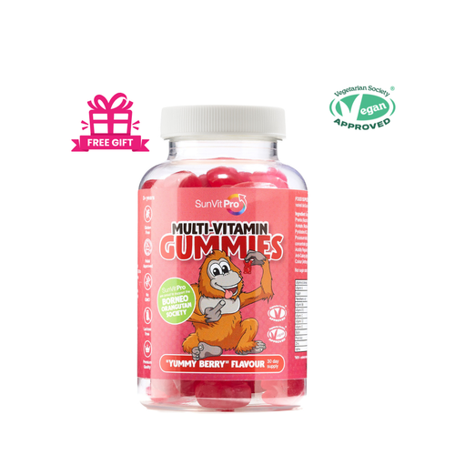 Daily Multivitamin Gummy aged 3+ (Berry Flavoured) 2 gummies daily, contains 12 vitamins