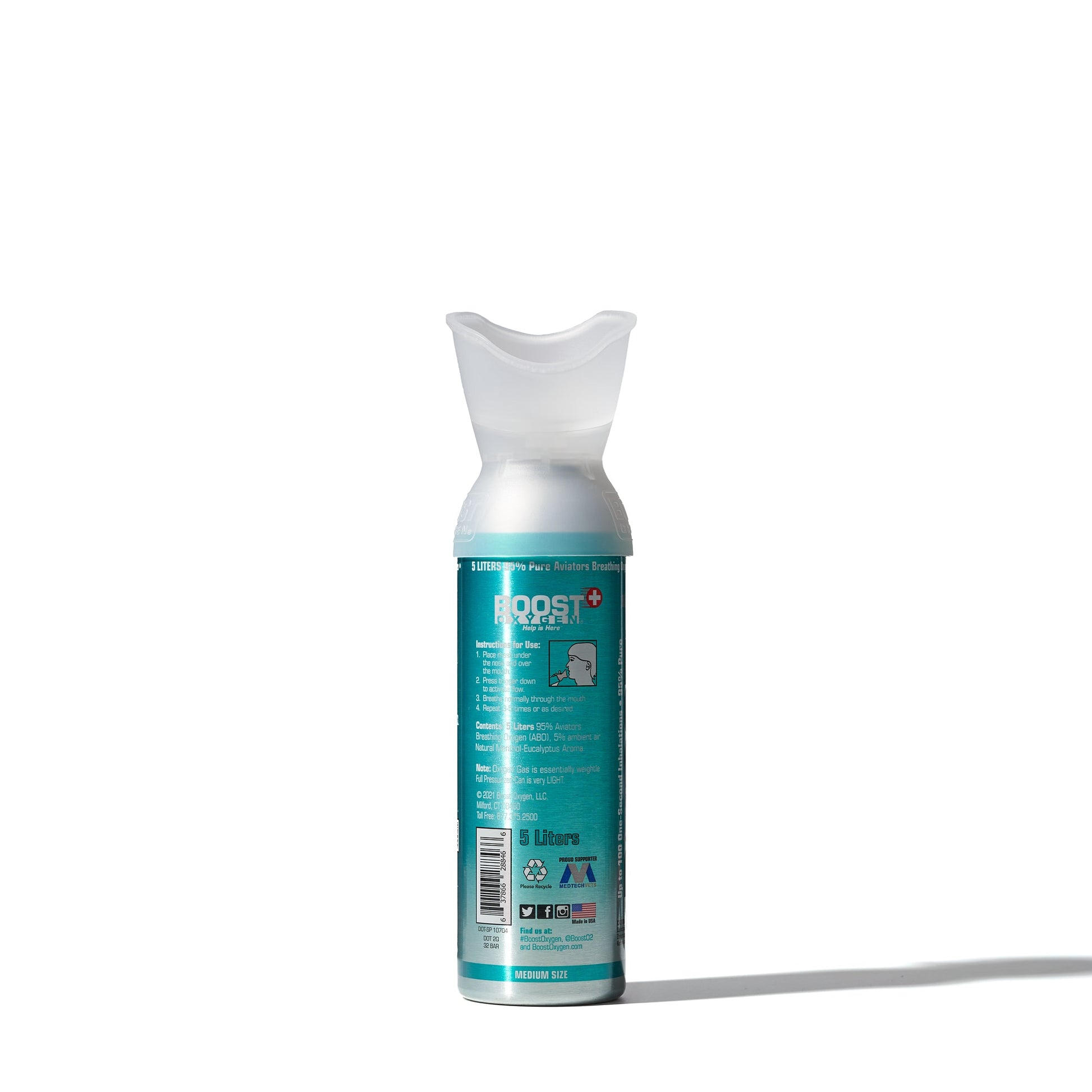 Boost Menthol - 95% Pure Oxygen Can 5L Up To 100 Uses, For Health & Breathing - SunVit - D3