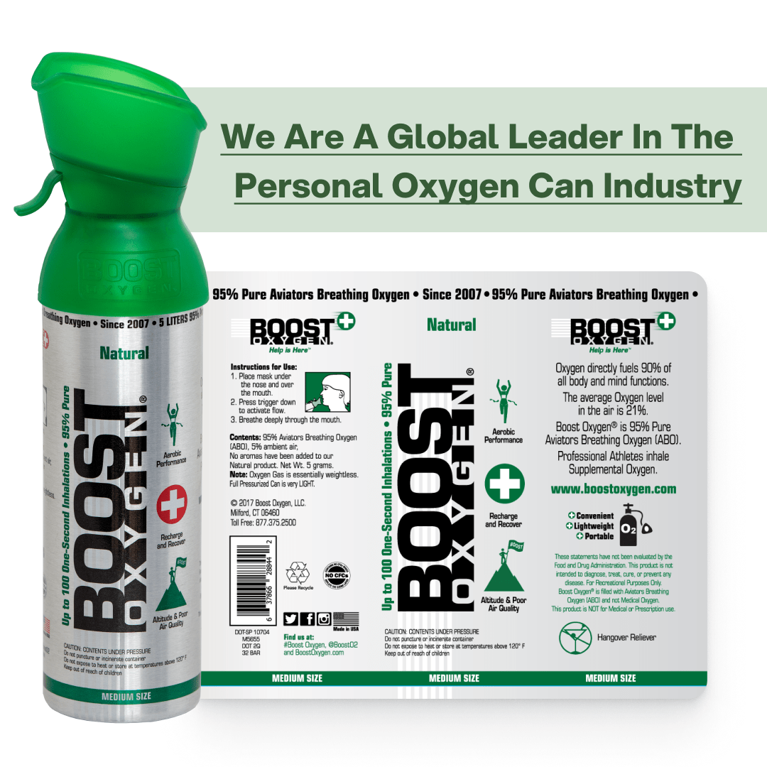 Boost Natural - 95% Pure Oxygen Can 9L Up To 200 Uses, For Health & Breathing - SunVit - D3