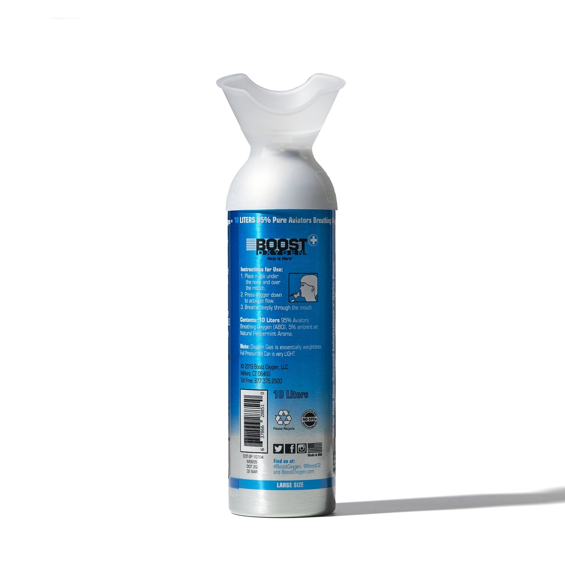 Boost Peppermint - 95% Pure Oxygen Can 10L Up To 200 Uses, For Health & Breathing - SunVit - D3