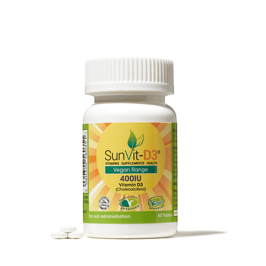 Vegan 400IU (25ug) D3 Tablets, Natural Organic Pine Sourced, Daily Supplement - SunVit - D3