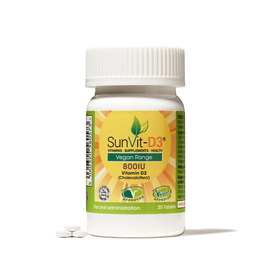 Vegan 800IU (25ug) D3 Daily Tablets, Natural Organic Pine Sourced - SunVit - D3