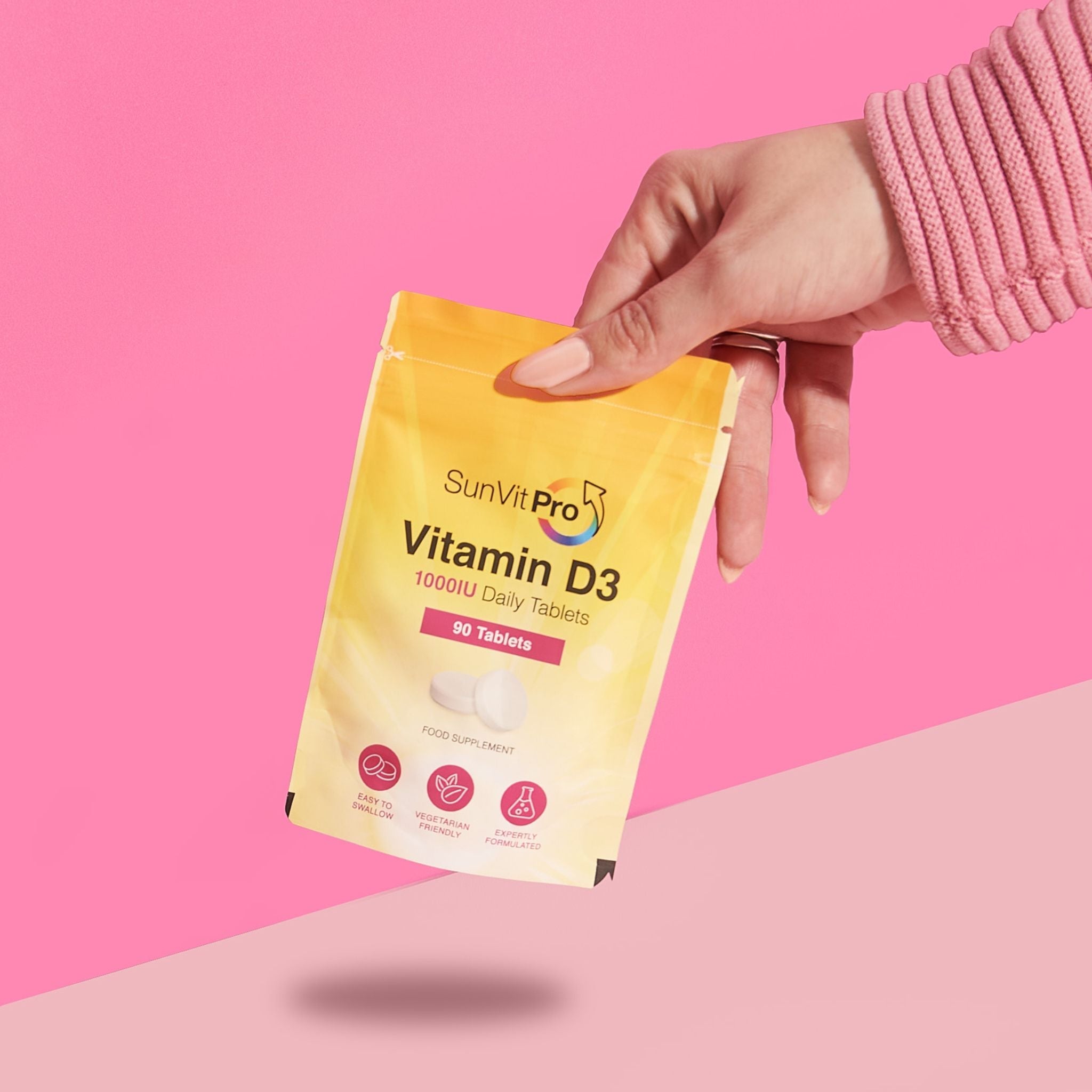 Vitamin D3 1,000IU (25ug) 90 Daily Tablets, Bulk pack size SunVitD3