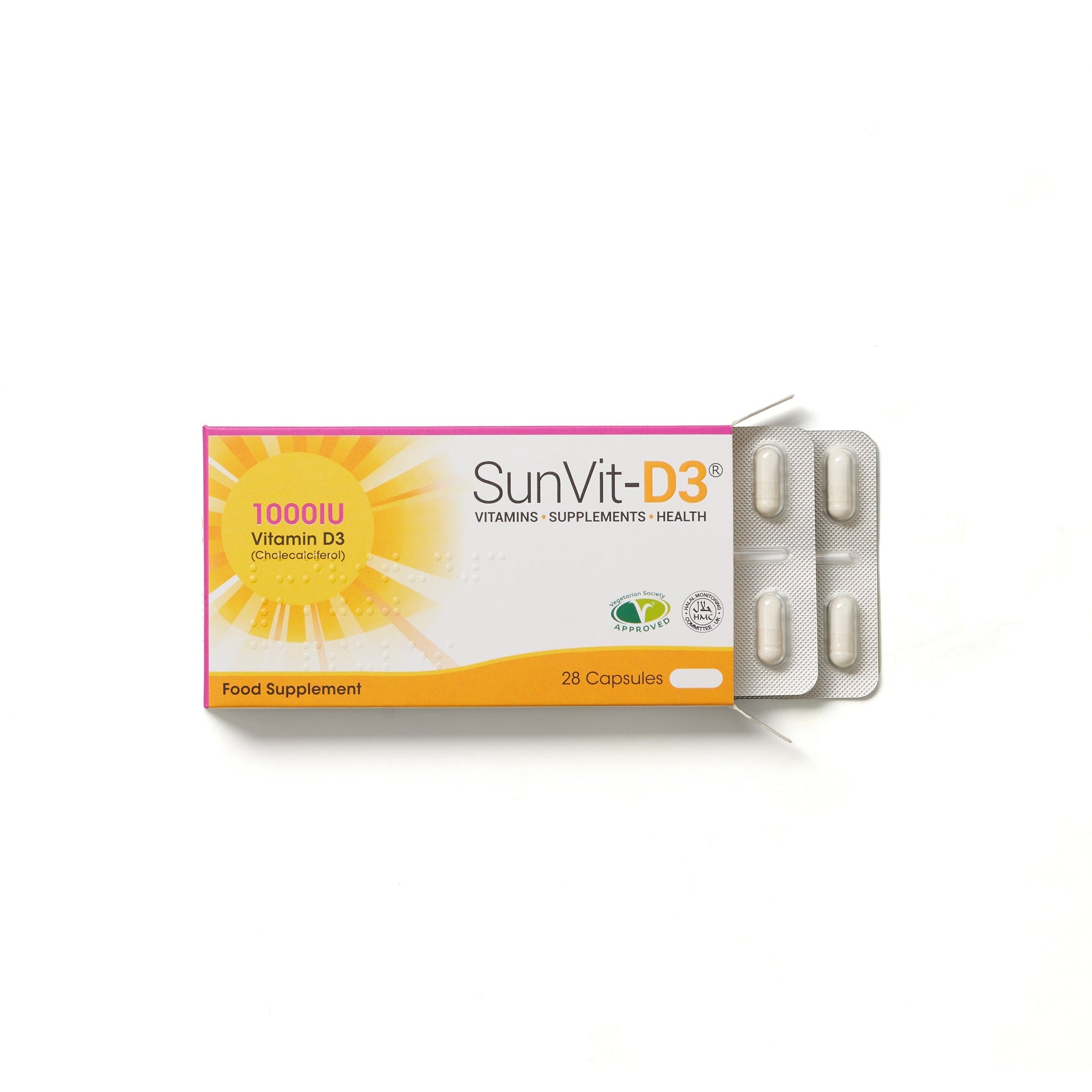 1,000IU (25ug) D3 Daily Capsules, For Adults & Children - SunVit - D3