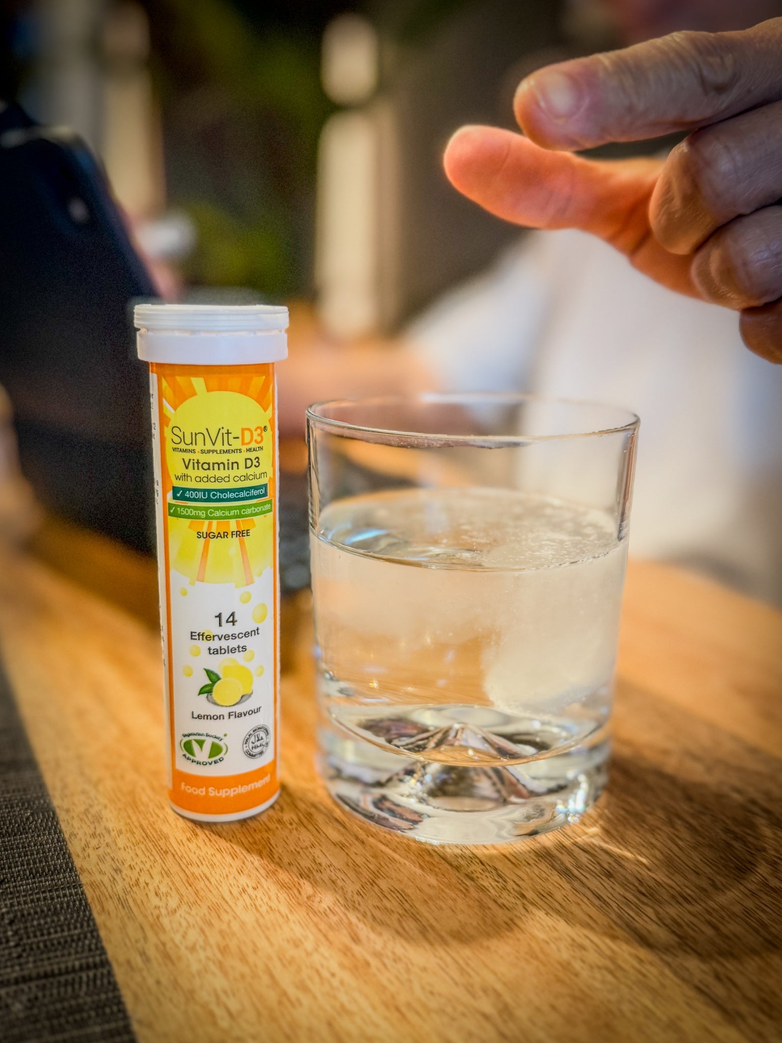 1,500mg Calcium Effervescent Tablets with 400IU Vitamin D3 Lemon - SunVit - D3