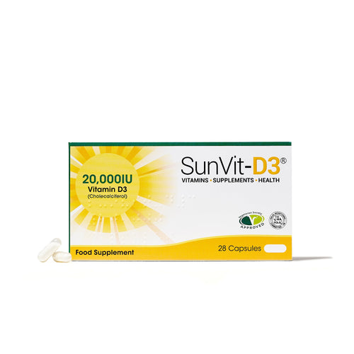 20,000IU (500µg) 28, High Strength Weekly Vitamin D3 Capsules For Adults