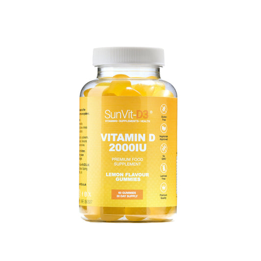 2,000IU Daily Dose D3 Gummy for Adults & Children (Lemon Flavoured) 2 gummies of 1000IU daily - SunVit - D3