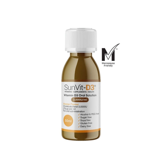 3,000IU Vitamin D3 (75ug) Daily Liquid (Orange Flavoured) - SunVit - D3