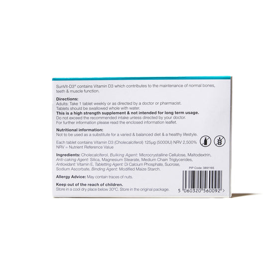 5,000IU (125ug) D3 High Strength Weekly Tablets for Adults - SunVit - D3