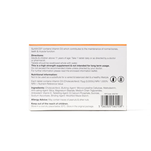 4,000IU (100µg) 28, High Strength Daily Vitamin D3 Tablets for Adults