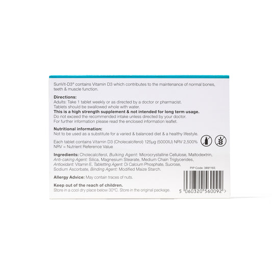 5,000IU (125ug) D3 High Strength Weekly Tablets for Adults