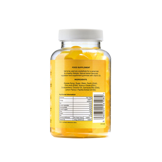 2,000IU Daily Dose D3 Gummy for Adults & Children (Lemon Flavoured) 2 gummies daily