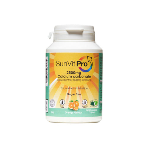 1,000mg High Strength Chewable Calcium Carbonate Tablets (Orange Flavoured) Sugar Free