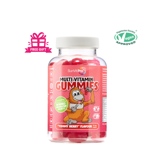 Daily Multivitamin Gummy aged 3+ (Berry Flavoured) 2 gummies daily, contains 12 vitamins