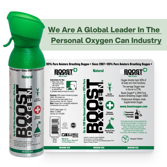 Boost Natural - 95% Pure Oxygen Can 9L Up To 200 Uses, For Health & Breathing - SunVit - D3