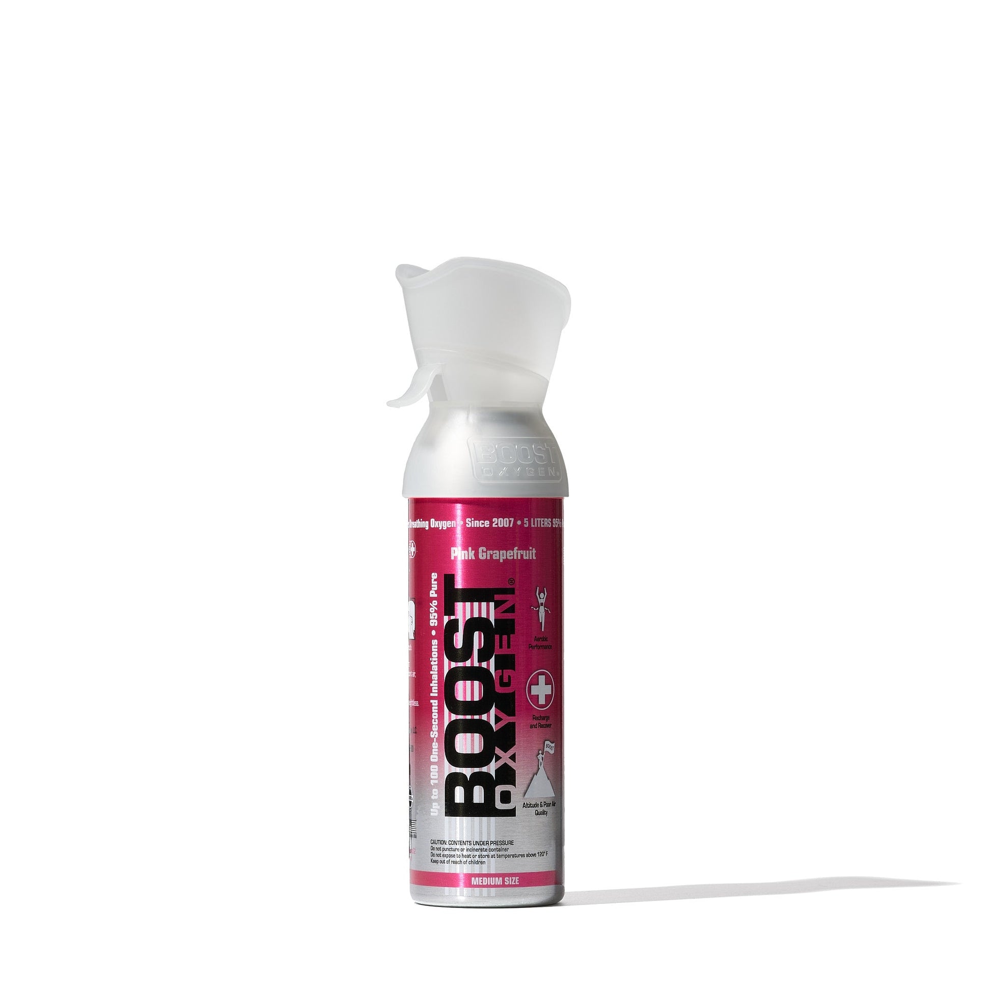 Boost Pink Grapefruit 5L - 95% Pure Oxygen Canister, 100 x 1 - second Inhales for Energy & Focus - SunVit - D3