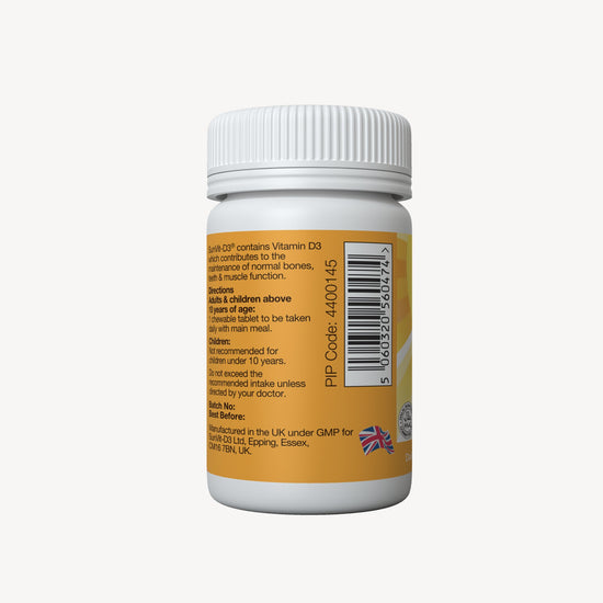 Chewable Calcium 600mg, With Vitamin D3 400IU 56 Lemon Tablets - SunVit-D3