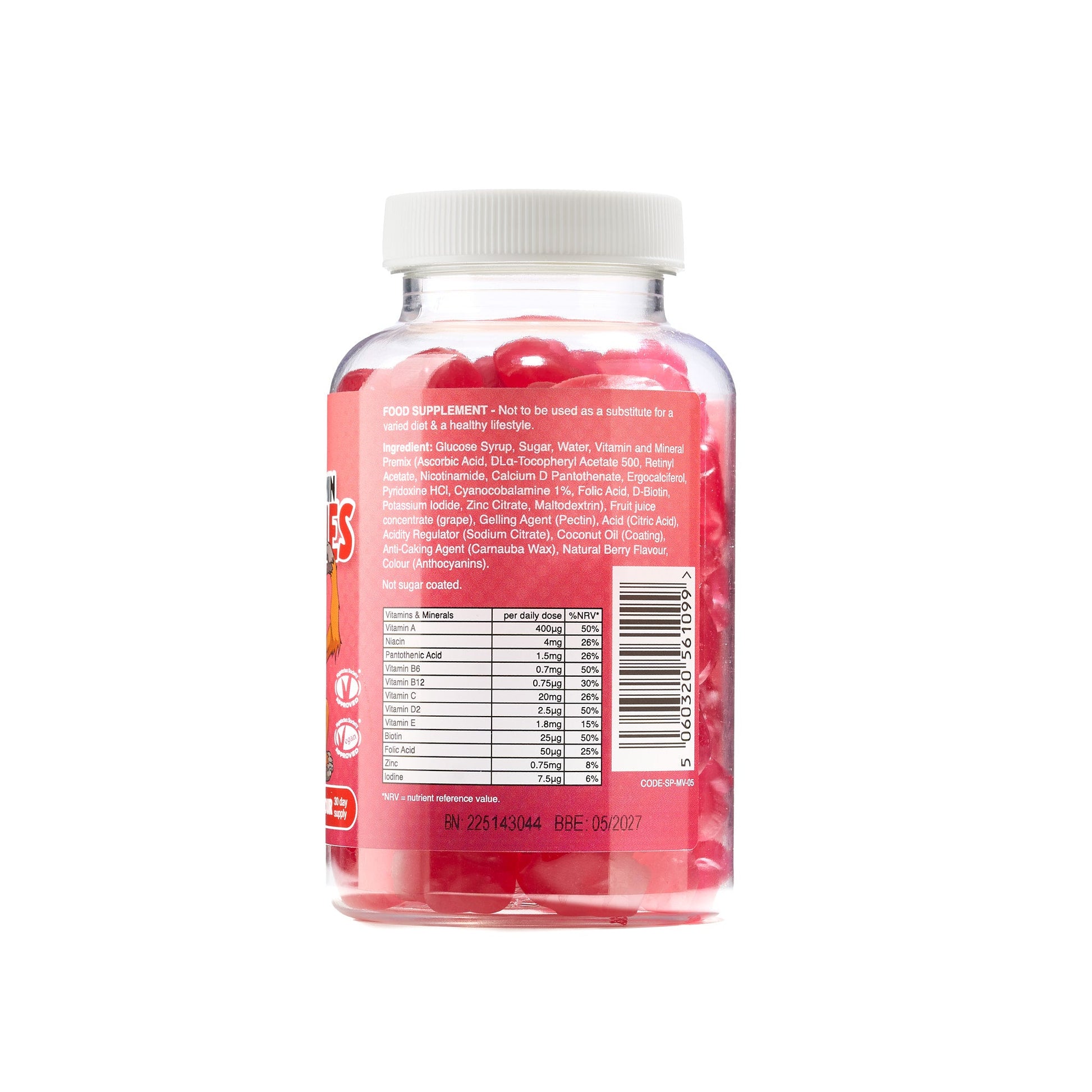 Daily Multivitamin Gummy aged 3+ (Berry Flavoured) 2 gummies daily, contains 12 vitamins - SunVit - D3