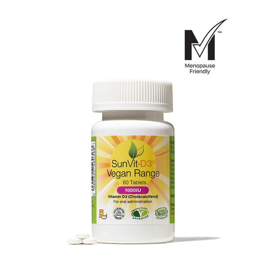 Vegan 1,000IU (25ug) D3 Tablets, Natural Organic Pine Sourced, Daily Supplement, Menopause Approved - SunVit - D3