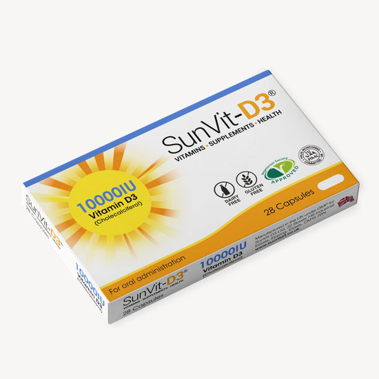 Vitamin D3 10,000IU (250ug) 28 High Strength Weekly Capsules - SunVit-D3