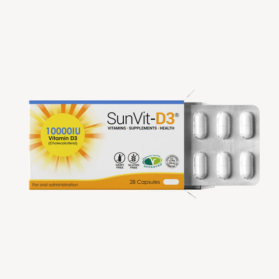 Vitamin D3 10,000IU (250ug) 28 High Strength Weekly Capsules - SunVit-D3
