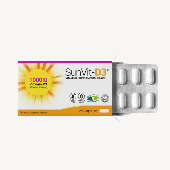 Vitamin D3 1,000IU (25ug) 28 Convenient Daily Strength Capsules - SunVit-D3