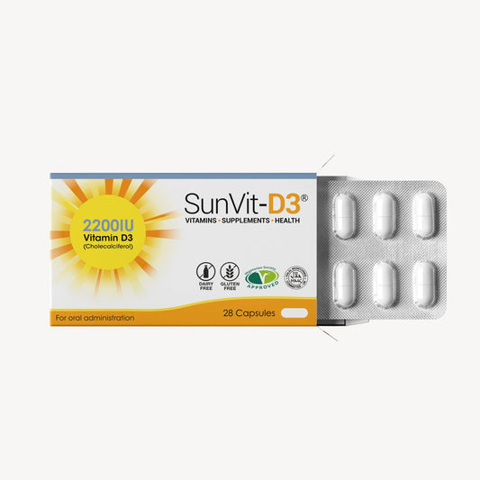 Vitamin D3 2,200IU (55ug) 28 High Strength Daily Capsules - SunVit-D3