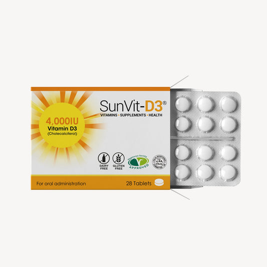 Vitamin D3 4,000IU (100ug) 28 High Strength Daily Tablets - SunVit-D3