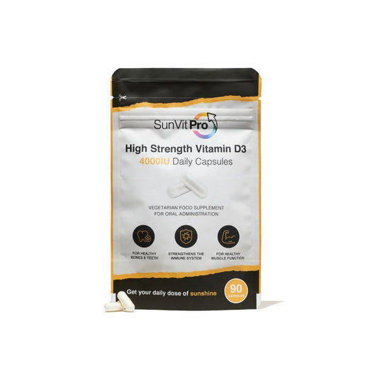 Vitamin D3 4000IU (100ug) 90 High Strength Daily Capsules for Adults only - SunVit - D3