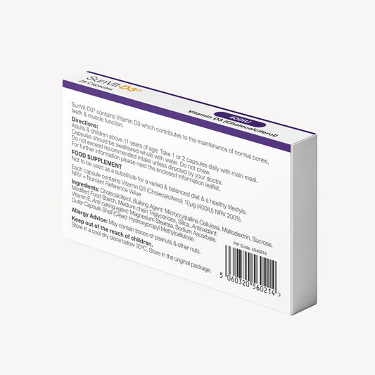 Vitamin D3 400IU (10ug) Convenient Daily Strength Capsules - SunVit-D3