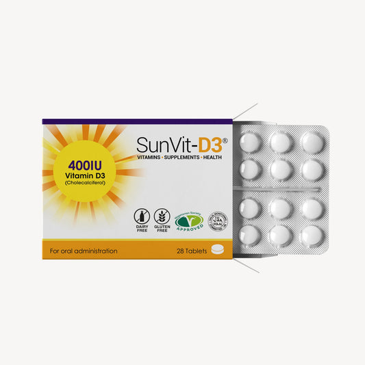 Vitamin D3 400IU (10ug) Convenient Daily Strength Tablets - SunVit-D3