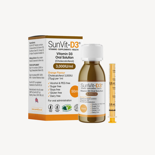 Vitamin D3 50ml 3,000IU High Strength Daily Orange Solution - Buy 1 Get 1 Half Price - SunVit-D3