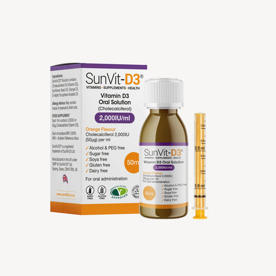Vitamin D3 (50ug) 2,000IU 50ml Convenient Daily Strength Liquid - SunVit-D3